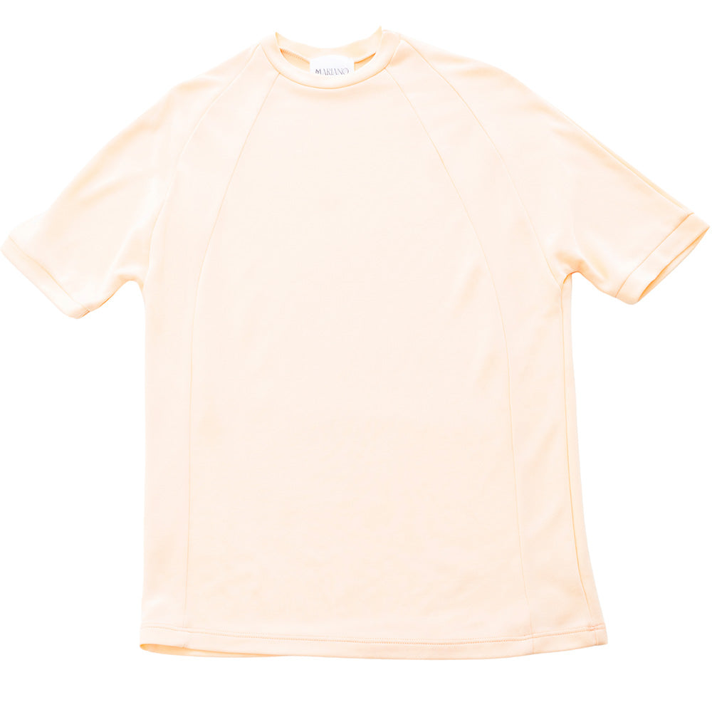 Beige Mariano tee with crewneck and short sleeves in a clean, minimal design.
