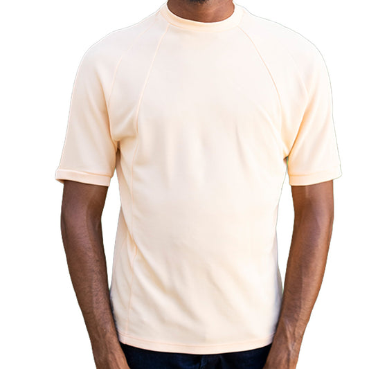 Beige Mariano tee with crewneck and short sleeves in a clean, minimal design.